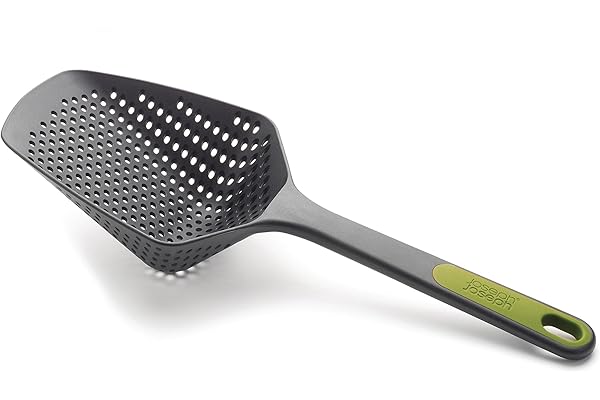 Joseph Joseph Scoop Plus - Passoire, égouttoir/tamis, égoutter et servir, résistant à la chaleur jusqu'à 200°C (392°F), va au lave-vaisselle, Vert, Grand