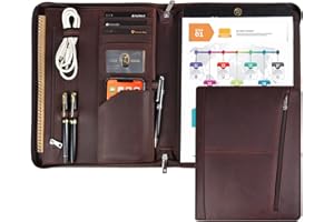 ‎CALFINDER Calfinder Aktenmappe a4 mit Reißverschluss, Konferenzmappe Leder, Dokumentenmappe mit a4 Klemmbrett, Business Organizer Mappe, Tablet für iPad/iPad Pro 9.7/iPad Air 2/iPad Air, Dunkelbraun