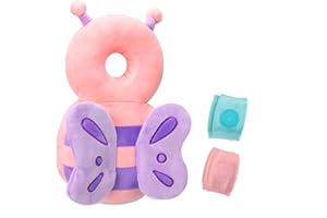 BOSONER Baby Head Protector and Baby Knee Pads for Crawling,Toddler Baby Walking Head Protection Safety Pads, Adjustable Infant Cushion Backpack for Baby Walkers (Butterfly & Pink & Blue, 4-24 Months)
