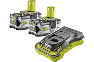Pack 2 batteries RYOBI 18V OnePlus 5.0 Ah LithiumPlus - 1 chargeur ultra rapide 5.0 Ah RC18150-250