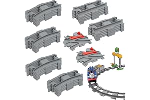 Gigmeta Lot de 32 Building Blocks Train Track Set, Composé de Rails croisés, Droits et courbés, Jouets Ferroviaires pour Filles et Garçons