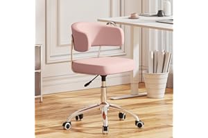 Outwin Modern Pink Armless Swivel Desk Chair, Home/Office, Adjustable Height, 76 to 91 cm, 120 kg Capacity, Faux Leather Seat, Steel Frame, Hard Floor, Carpet