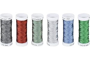 Simthread Filo metallico per maglieria tessuto a maglia lavorato a mano bordatura - 6 colori di Natale, 50 metri/bobina