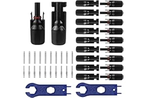 FEMBW Solar MC4 Connector, Solar PV Connector Set for 2.5/4/6mm² Solar Panel Cable, Waterproof Flame Retardant Solar Connector Photovoltaic Connector (10 Pares)