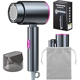 AIUNAOM Foldable Travel Hair Dryer, 2000W Professional Quick Dry Hair Dryer with Hot and Cold Air Button, Foldable Dryer, Ide