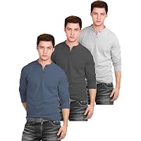 fanideaz Men’s Cotton Full Sleeve Henley T Shirts for Men