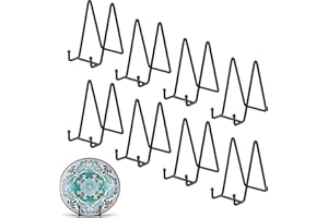 AKOLAFE 8 x Plate Stands for Display - 6 Inch Black Metal Picture Frame Easel Stand for Small Plates, Photos, Books and Tabletop Art