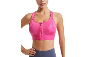 URPLITY Women Zip Front High Impact Sports Bras Yoga Bra Running Tank Top Racerback with Removable Pads for Workout Fitness
