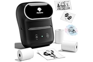 Phomemo M108 Bluetooth Etikettendrucker Selbstklebend Thermo Etikettiergerät mit 3 Etikettenrollen,Tragbarer Label Print für Barcode,Einzelhandel,Büro,Kompatibel mit Telefonen und PC- Schwarz