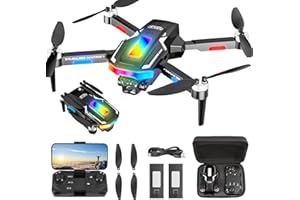 Drone Pieghevole con Telecamera 4K, GuKKK Brushless Motore Droni con 2 Telecamere, Quadcopter RC FPV WiFi Fotocamera Evitamento Attivo Degli Ostacoli, Altitude Hold, 2 Batterie, per Principianti