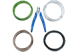 SZXMDKH Lot de 8 rouleaux de fil en aluminium de 1 mm pour bonsaï 500 m au total pour la formation de bonsaï et les loisirs créatifs avec pinces (noir, 2 marrons, 2 argentés, 2 verts)
