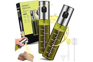 Zanfqvo Spray Huile Cuisine Air Fryer, 2PCS Vaporisateur Huile en Verre de Protection UV Vert spécial, Pulverisateur Huile Cuisine pour Griller, Salade, Cuisson