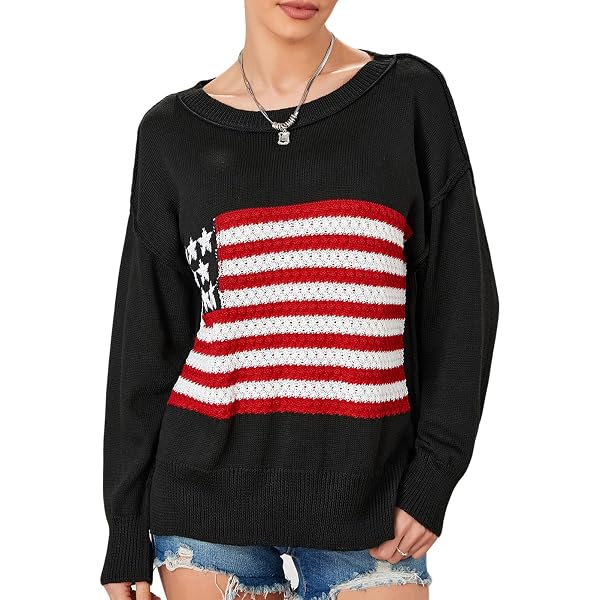 Pull Vintage Drapeau Américain - Taille XL Homme, Tricoté, Très Bon état