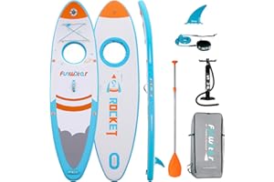 FunWater Tavola da surf gonfiabile SUP completa Paddleboard accessori pagaia regolabile, pompa, zaino da viaggio, guinzaglio, borsa impermeabile, tavola per adulti