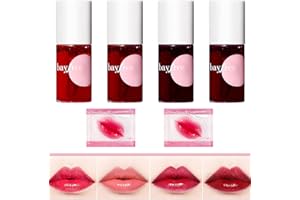 OHSN Liptint Lip Tint 4 pcs Korean Water Lips Liptints Korea Lip Stain Tönung Make Up Lip Stain Lip Oil Skin Tint Lip Glaze Liquid Blush Mini Lipgloss Liquid Lipstick Lip Cheek Tint Mit 2 Lippenmasken
