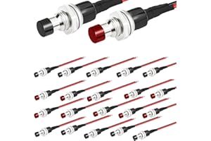 RUNCCI-YUN 20pcs 7mm 3V-6V-12V-24V-230V/1A Prewired Mini Momentary Push Button,SPST Nomal Open ON/OFF 2 Pin Round Button for Model Railway Hobby Arduino DIY