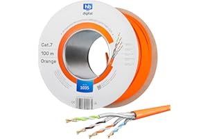 HB-DIGITAL 100 m CAT.7 kabel sieciowy LAN kabel instalacyjny AWG 23 czysta miedź S/FTP PiMF LSZH bezhalogenowa zgodność z RoHS-Compliant Ethernet kabel instalacyjny kabel do transmisji danych PoE 10