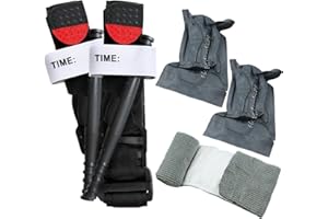 BASTOUR Garrot Tourniquet, Pansement Israelien 2 Pcs, Pansement Compressif Hemostatique Urgence, Garrot Tourniquet Militaire de 6'', avec 2 Tourniquet Premier Secours, pour les Premiers Secours d'Urgence