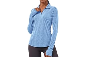 Gyabnw Camiseta Deportivo Mujer Manga Larga de Cuello AltoChándal con Cremallera Fitness Respirable Camisetas Deporte para Entrenamiento Atlético