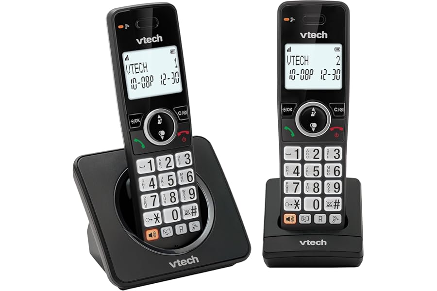 VTech EA5001 DECT Cordless Phone with Nuisance Call Blocker,Easy-to-Read Backlit Display,Landline Phone with 18 Hours Talk-time,Volume Booster,Handsfree Speakerphone,Speed Dial,2-Handset