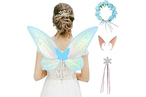 Omgpeike Fairy Wings, Fairy Wings for Adult Women Kids Girls 4Pc Butterfly Wings Set Fairy Costume for Halloween Birthday Chrismas Themed Party, 60cm*48cm
