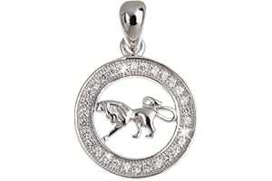 SILBERKETTEN-STORE Ciondolo segno zodiacale leone in argento 925 con zirconi