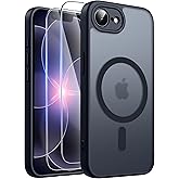 FLLAO Case for iPhone 16e/iPhone 17e, Compatible MagSafe with 2 Pieces Tempered Glass Screen Protector, Magnetic Case for iPh