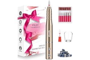 IVETTO Professional Electric Nail Drill, Cordless Nail Drill Machine with Ceramic Nail Bit for Acrylic, Gel Nails, Manicure Pedicure Polishing Shape Tools Design for Home Salon Use(Gold)