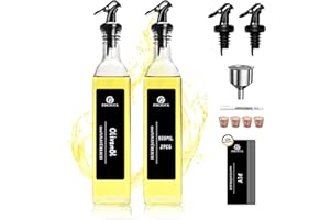 SAEIV Olivenöl Flasche (2x500ml), Ölflasche mit Ausgießer, mit DIY-Labels, Kristallklares Glas Ölflaschen, Olivenöl Spender für Salatliebhaber zur Einfachen Steuerung der Ölmenge