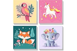 Bowetile 4Pcs Dipingere con i Numeri per Bambini Tramonto con Cornice, Kit Lavoretti Creativi per Bambini 4-8-12+ Anni, Pittura Acrilica Numerata Per Decorazione Della Casa, 20X20 cm