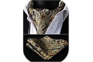 HISDERN Cravat dla mężczyzn paisley kwiatowe krawaty chusteczka żakardowe wesele Ascot krawat i kieszeń kwadratowy zestaw