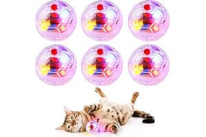 Vegena 6 bolas de movimiento de caza fantasma interactivo, bola de juguete para gatos automática de 360 grados, juguete eléctrico para gatos con luz LED, interactivo