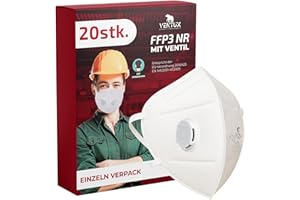 VENTUX SAFETY EQUIPMENT FFP3 Mask with Valve, CE Certified, High-Quality Respirator with High Filtration, Comfortable and Ergonomic, Ideal for Construction Sites and Industry, Available in 5, 10, 15 and 20 Pieces
