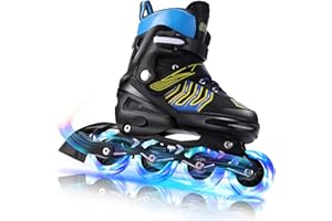 WeSkate Rollers Enfant Confortable avec Roues Taille Ajustable Patins à roulettes Filles et Garçons Taille S M L (Rose,Bleu)