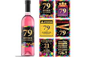 FESTYSPARK Étiquette Bouteille Vin Anniversaire 79 ans - Étiquette Vin Personnalisé Anniversaire 79 ans - Autocollant Personnalisé Vin 1946 Humour - Décoration Anniversaire 79 ans [6 Étiquettes]