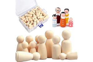 camelize Holzfiguren Puppen,50 Stück Unvollendete Holz Familie Figuren,DIY natürliche Holzfiguren Hochzeit für Geburtstag Dekoration Bemalen Basteln