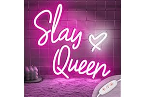 BEALITY Slay Queen Neon Sign Neon Light, Personalised Neon Sign Neon Wall Light Pink Decoration Neon Lamp Powered by USB with Switch, Led Neon Light Sign for Bedroom Bar Club Birthday Party Gift