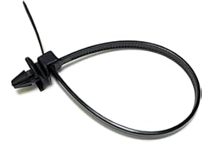 ON1SHELF Fascette fermacavi alate, per montaggio a spinta su telaio auto, in nylon, con chiusura a cerniera, nere (50, 4,8 mm x 100 mm)