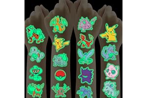‎SUNYOVIME Tattoo Kinder 12 Blätter,Leucht Pocket Monster Temporäre Kinder Tattoo Aufkleber,Hautfreundliche Kindertattoos Sticker für Jungen Mädchen Kindergeburtstag Mitgebsel Festival Party Deko