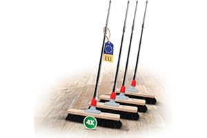 ‎NOVALIV Novaliv 4X Besen Naturhaar 40 cm I mit Stiel I Teleskopstiel I Rosshaar schwarz I Besen für drinnen I Schneebesen Allzweckbesen Hausbesen Innenbereich