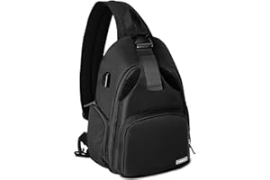 Cwatcun Camera Bag, Sling Camera Case Shoulder Backpack with Tripod Holder for Canon Nikon Sony Pentax DSLR SLR Mirrorless Cameras Black