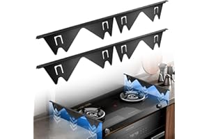MEMOEVER 2Pack Retractable Stove Gap Fillers, Stove Gap Covers Stainless Steel, Range Trim Kit,Stove Side Covers for Oven,Stovetop and Kitchen(Black)