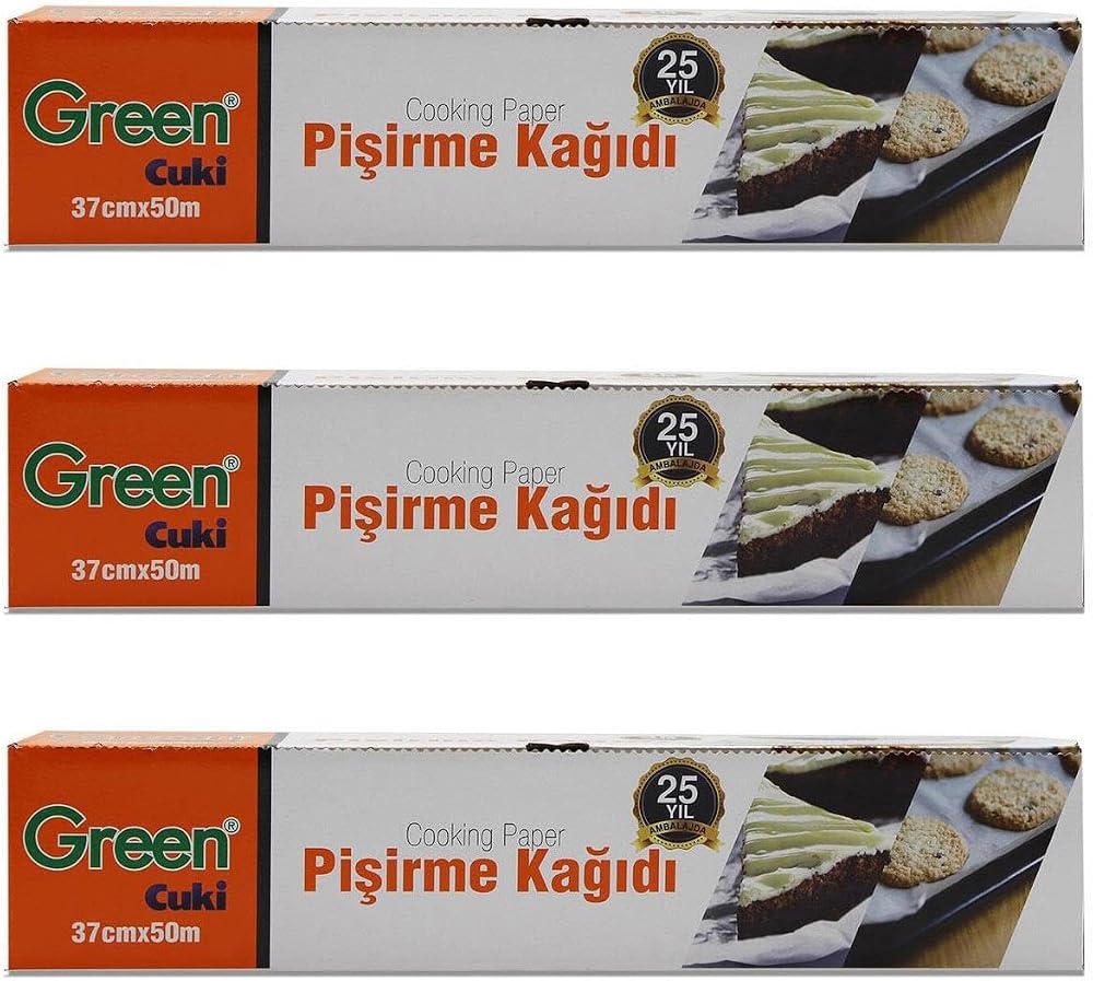 Green Cuki Yağlı Fırın Tepsi Pişirme Kızartma Kağıdı - 37 Cm. x 50 Metre - 3 Kutu