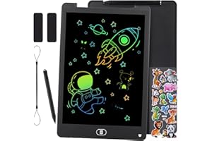 KidsPark Tavoletta da Scrittura LCD Tavoletta Grafica Colorata da 12 Pollici per Bambini, Tavolo da Disegno Cancellabile Portatile, Giocattoli Educativi per Ragazzi e Ragazze, Nero