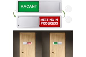 RAYKCE Vacant/Meeting in Progress Door Sign 7 * 2 Inch Do Not Disturb Magnetic Sliding Door Sign, Red Green Vacant Occupied Privacy Plaque for Home Office Restroom Bathroom Conference Room Toilet