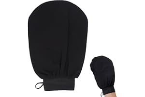 GZQINGYONG 1 Pièce Gant Exfoliant Corps,Gant de Toilette Exfoliant Exfoliating Glove Gant Douche Gant Exfoliant Corps Soie Gant Gommage Corps et Visage pour Corps et Visage de Nettoie-Noir