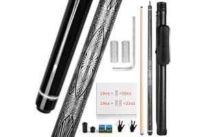 Stecca da biliardo,Aklot 3 in 1 da 58 pollici Stecca unica in legno di acero canadese da 19 oz con viti di regolazione del peso a 20 oz e 21 oz con custodia per stecche da biliardo