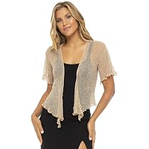 Back From Bali Womens Sheer Shrug Short Sleeve Open Front Cardigan  Lightweight Knit Sweater Tie Top, Mocca, One Size-X-Large: Buy Online at  Best Price in UAE - Amazon.ae