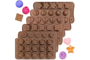 6 pièces Moules à Chocolat en Silicone, CNYMANY Bonbons Moule Gelée Moule Antiadhésif Casseroles de cuisine Bacs à glaçons pour la fête Festival - 6 Formes