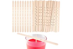 Sibba 50 soportes de madera para mechas de velas, dispositivo de centrado, barras de mecha múltiple, clips de cera para manualidades, suministros de manualidades, soportes de mecha grandes para